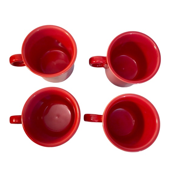 Set Of 4 Fiesta Scarlet Red Coffee Mugs O Ring Handles Contemporary - Picture 12 of 14